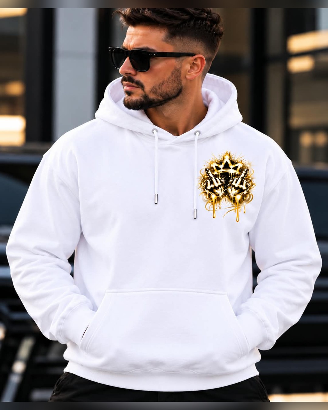 Hoodie 66 Crown — Blanc