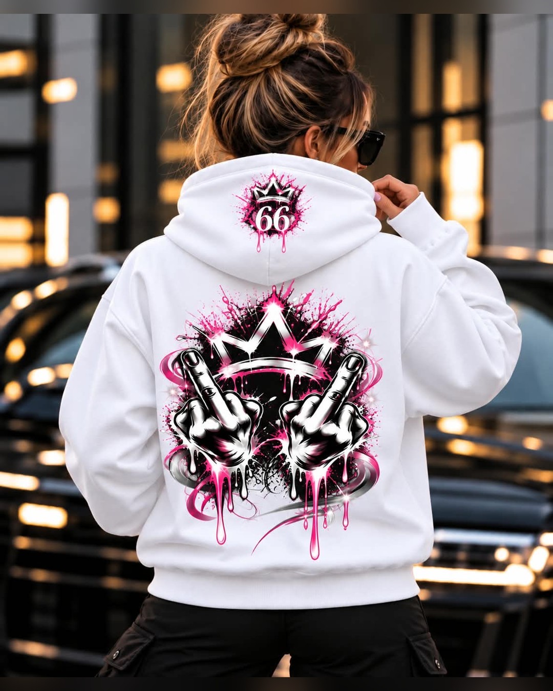 Hoodie Crown Rose — Blanc — vue 2