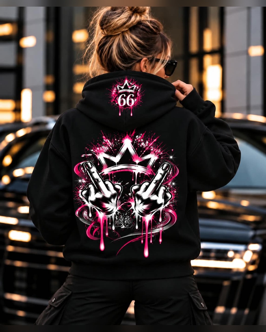 Hoodie Crown Rose — Noir — vue 2